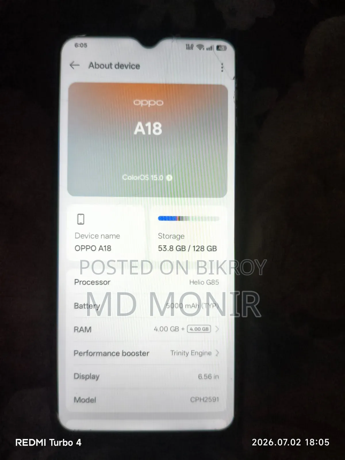 Oppo A18 128 GB Black