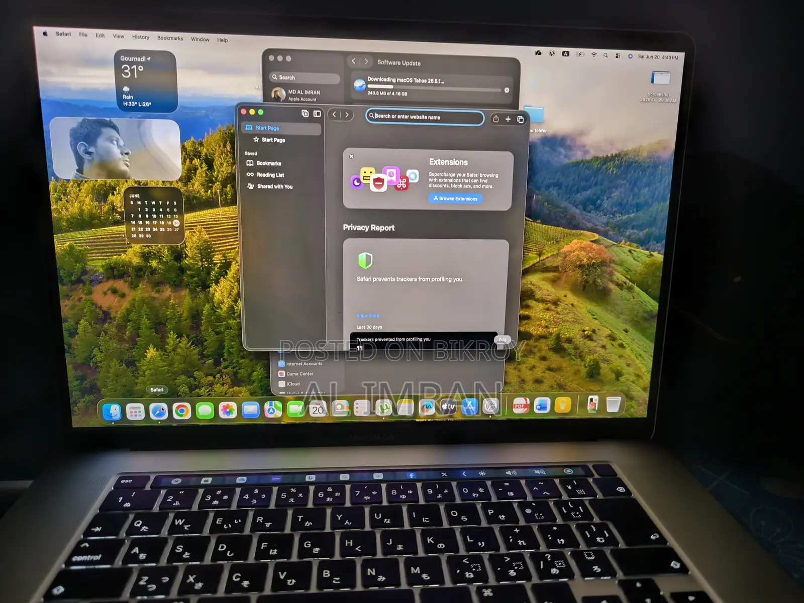 Laptop Apple MacBook Pro 2019 16GB Intel Core I7 SSD 512GB