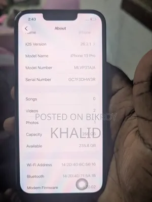 অ্যাপল আইফোন ১৩ প্রো ২৫৬ জিবি গ্রে