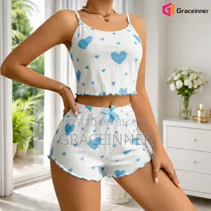 Heart Print Cami Pajama Set For Women | Summer Loungewear For 5 Color