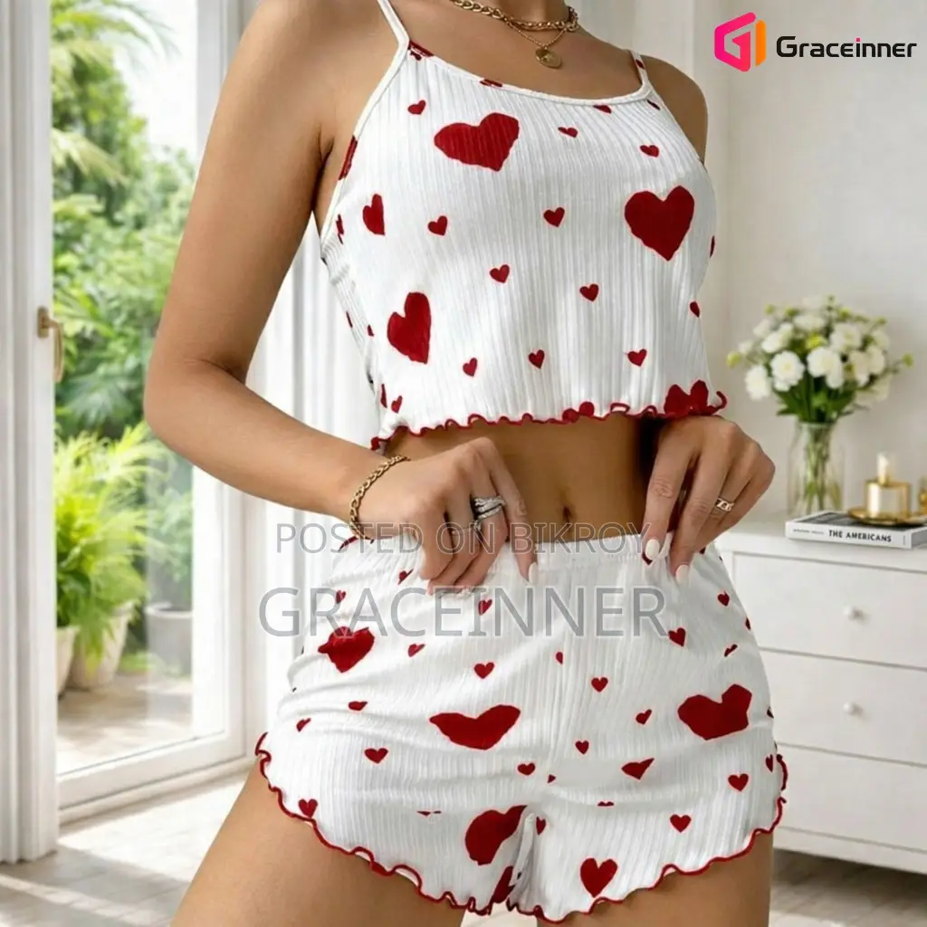 Heart Print Cami Pajama Set For Women | Summer Loungewear For 5 Color