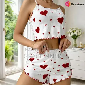 Heart Print Cami Pajama Set For Women | Summer Loungewear For 5 Color