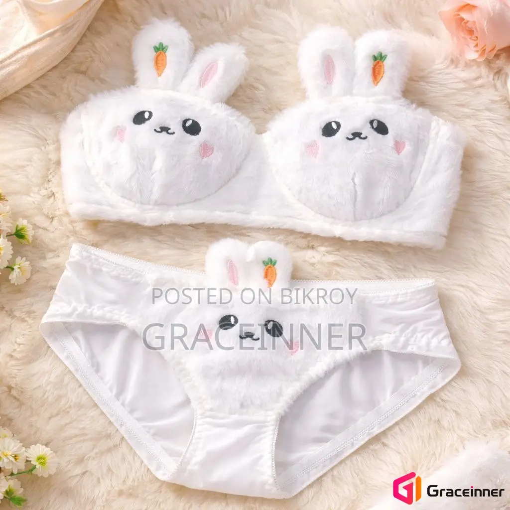 Women's Push-Up Bra Panty Set Soft Bunny Bra Panty (Single Pad)