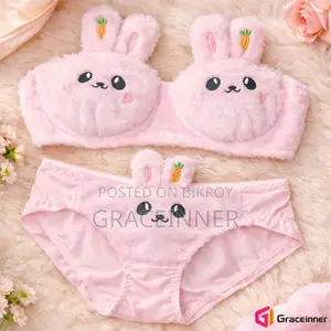 Women's Push-Up Bra Panty Set Soft Bunny Bra Panty (Single Pad)