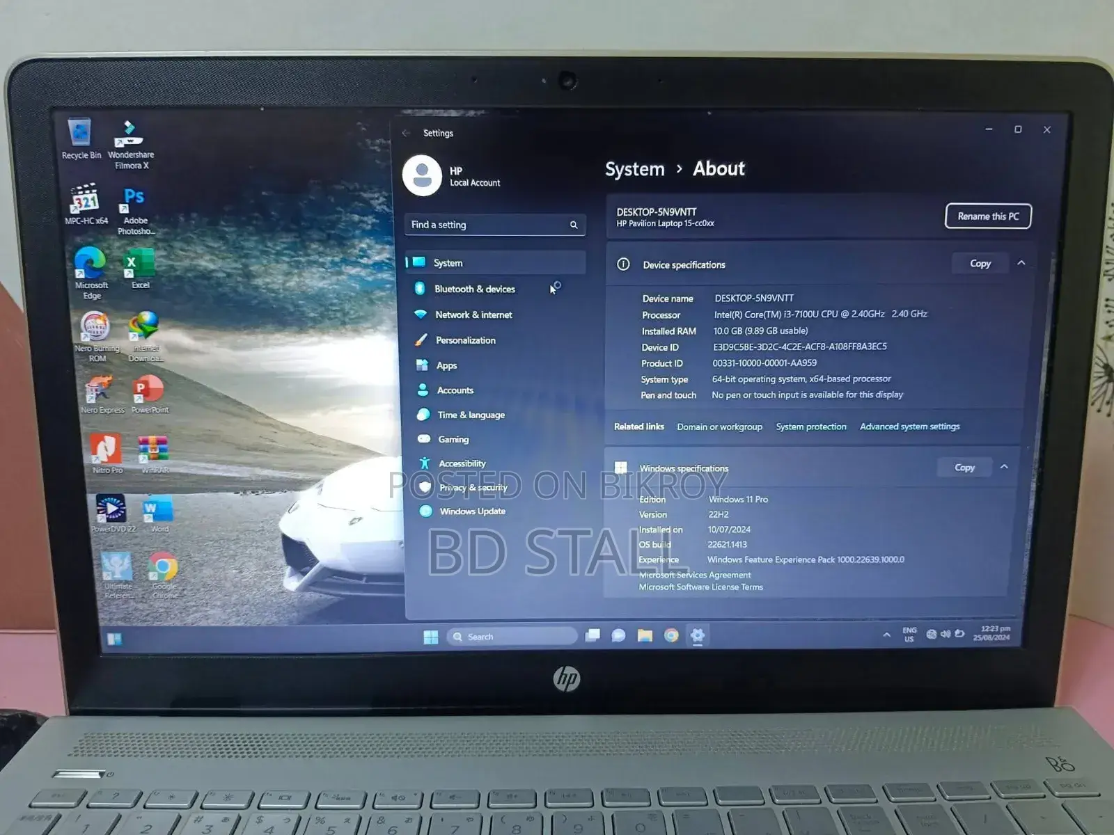 ল্যাপটপ HP 15 8GB ইন্টেল কোর i5 SSD 256GB