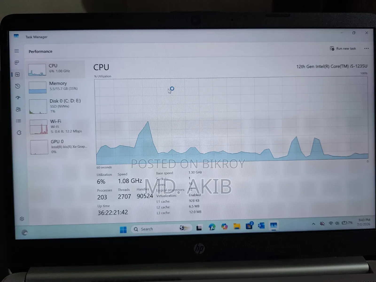 Laptop HP 14S 16GB Intel Core I5 SSD 1T