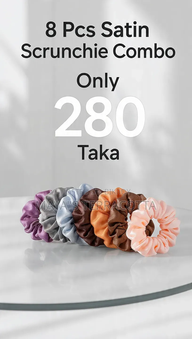 8 Piece Premium Satin Silk Scrunchie Combo | 280 Taka Only
