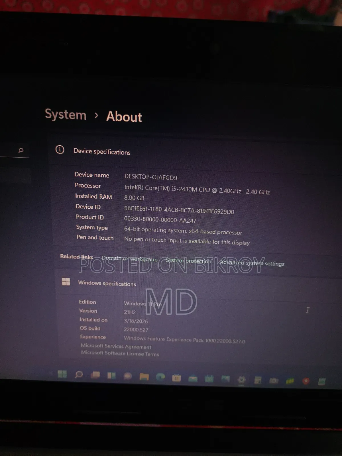 Laptop Asus 8GB Intel Core I5 HDD+SSD 512GB