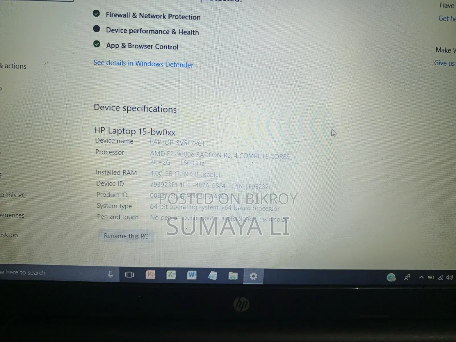 Laptop HP 15 4GB AMD HDD+SSD 512GB