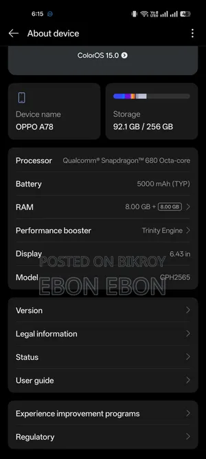 Oppo A78 4G 256 GB Black
