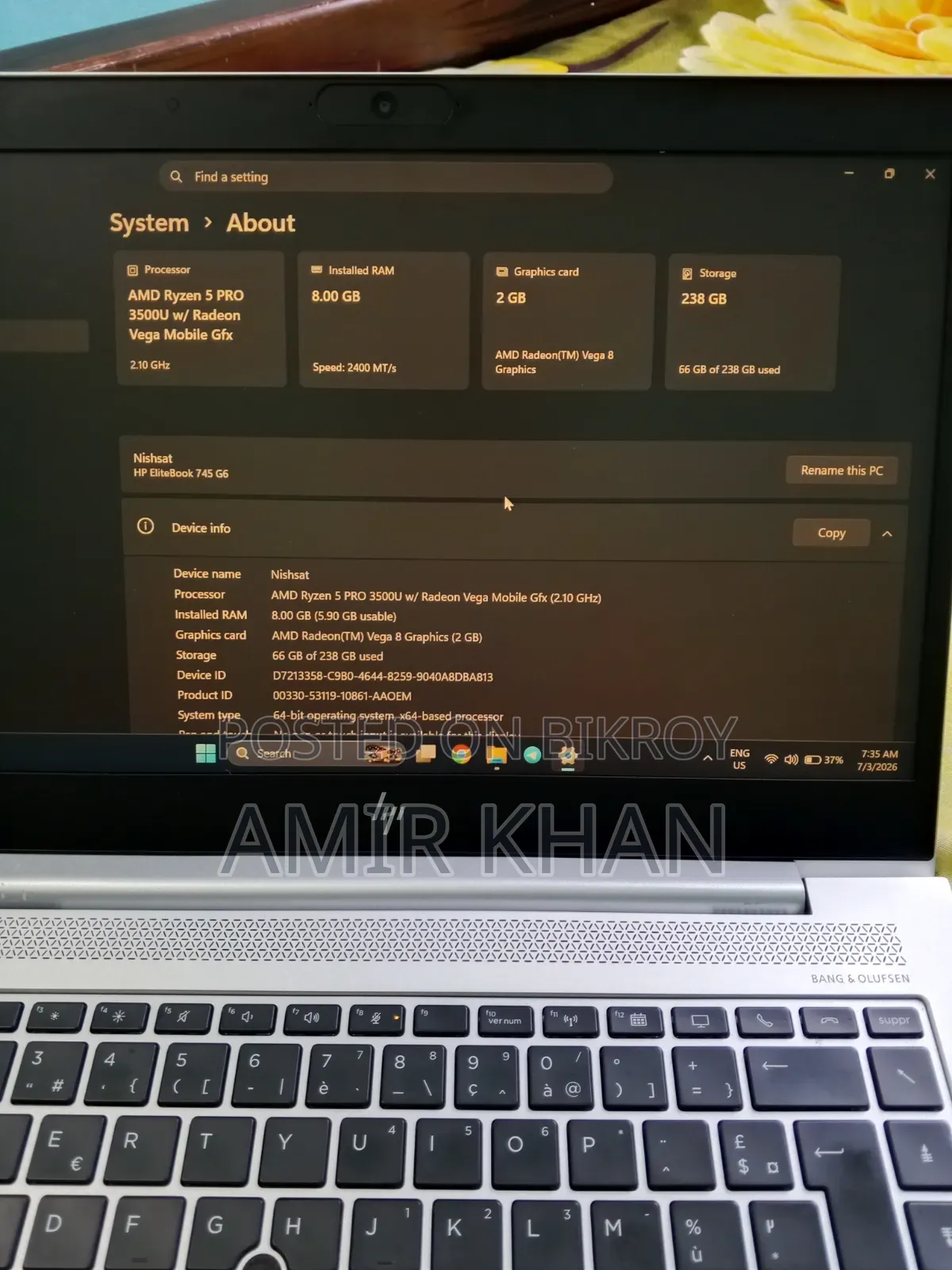 Laptop HP EliteBook 745 G6 8GB AMD Ryzen 5 SSD 256GB