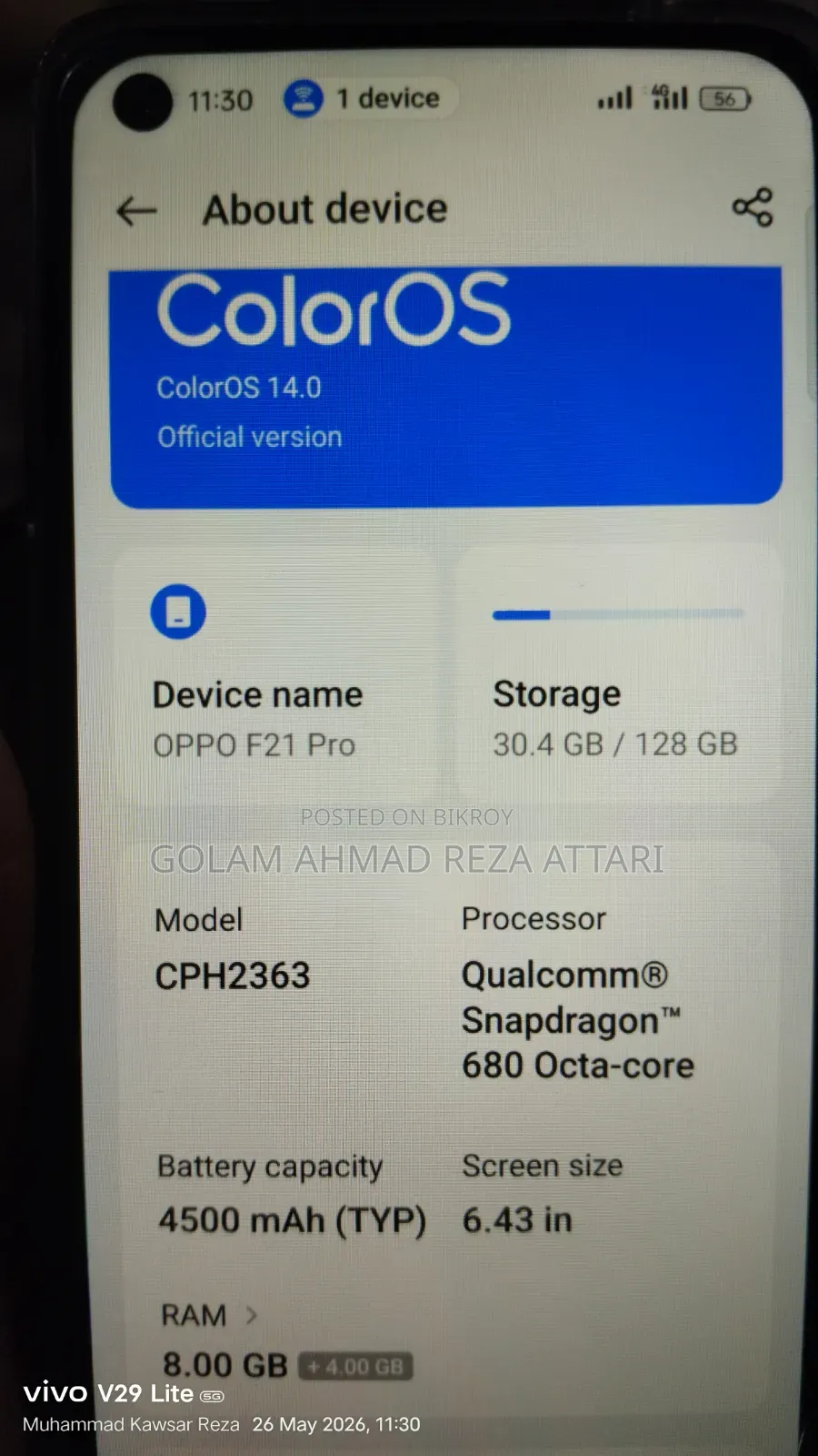 Oppo F21 Pro 128 GB Black