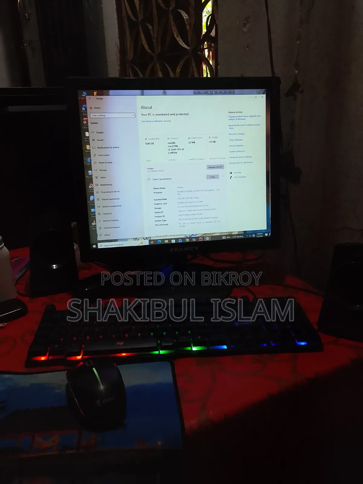 Desktop Computer 4GB Intel Core i3 SSD 128GB