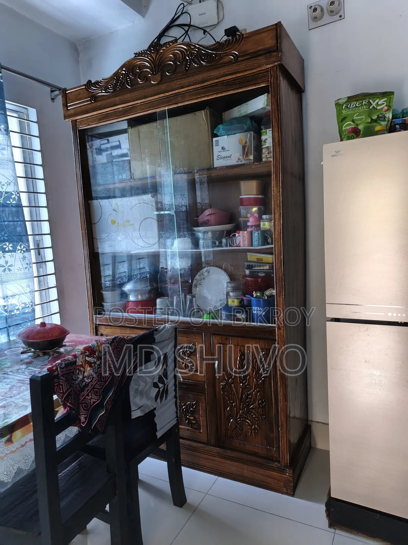 Wooden Wall Showcase and Wooden Wardrobe for Sarees