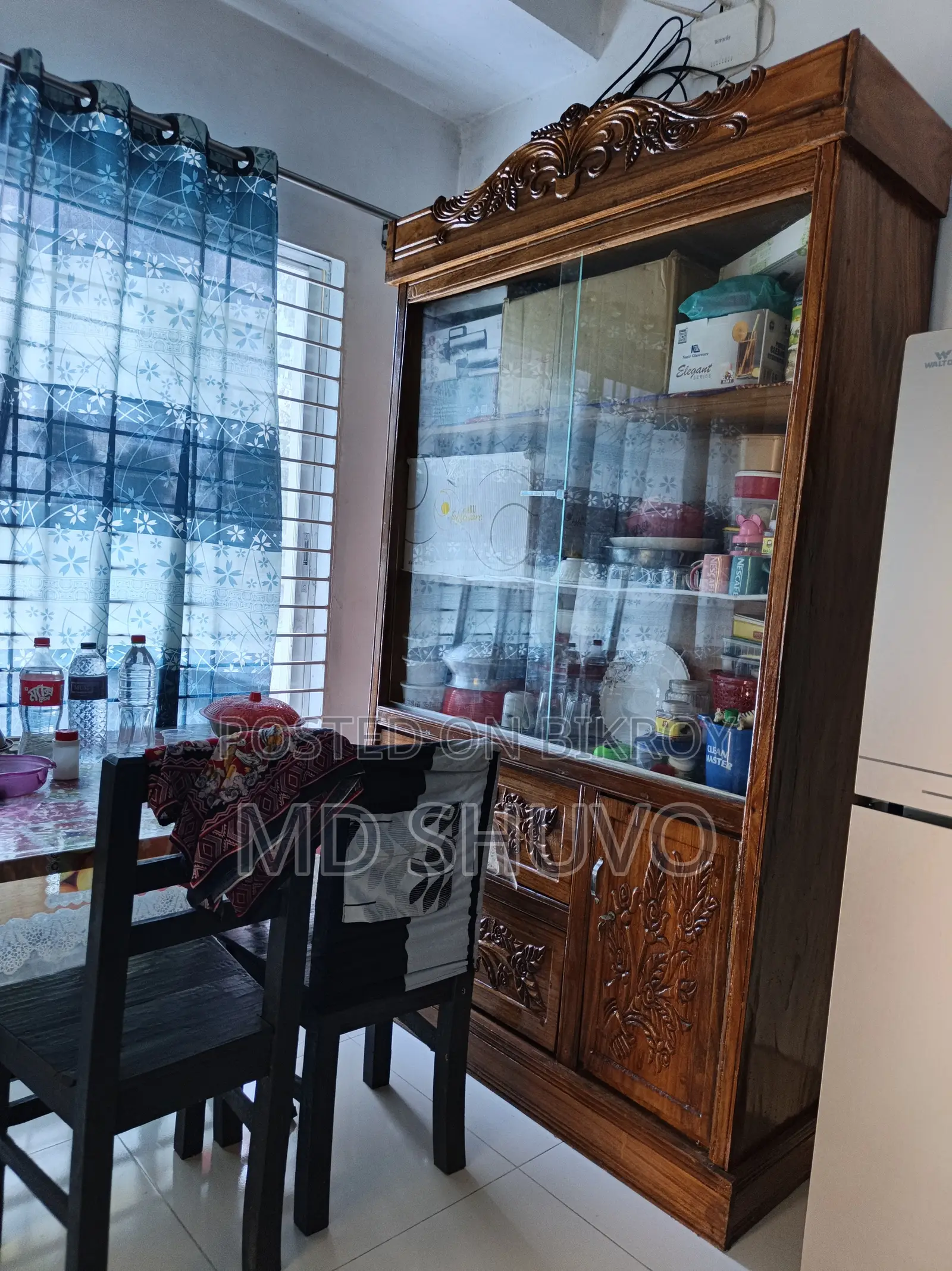 Wooden Wall Showcase and Wooden Wardrobe for Sarees