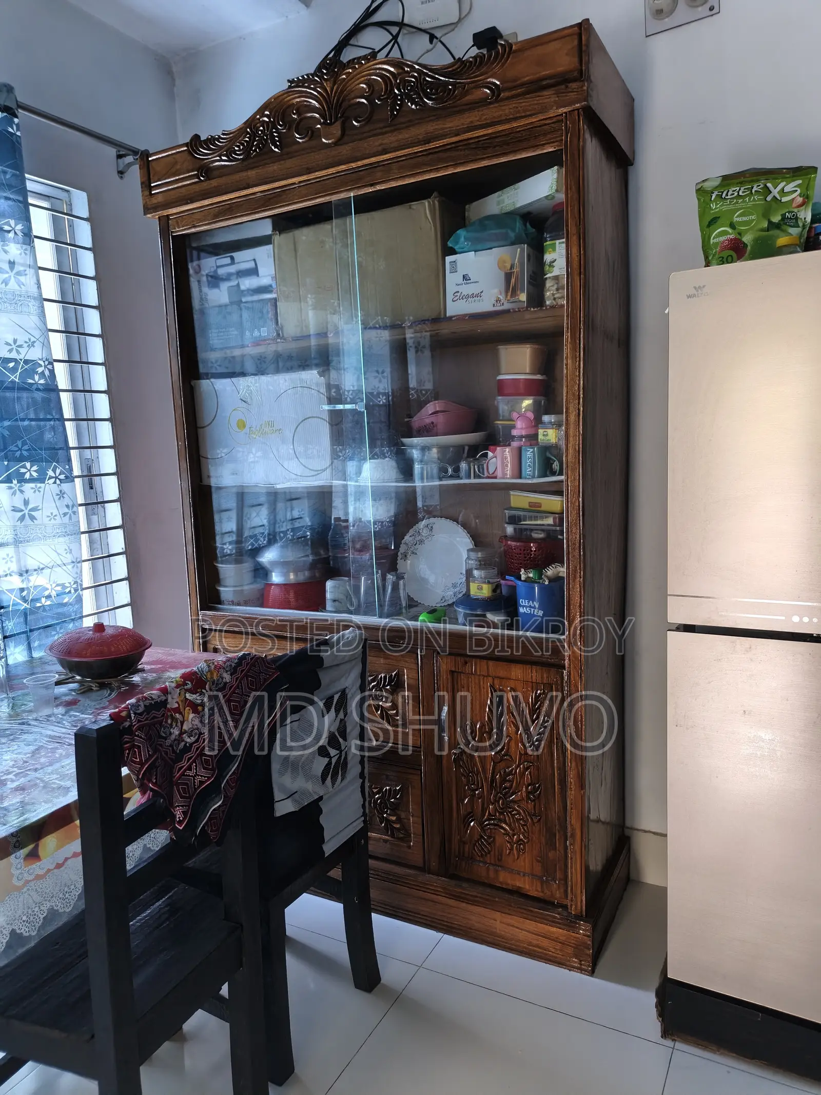 Wooden Wall Showcase and Wooden Wardrobe for Sarees