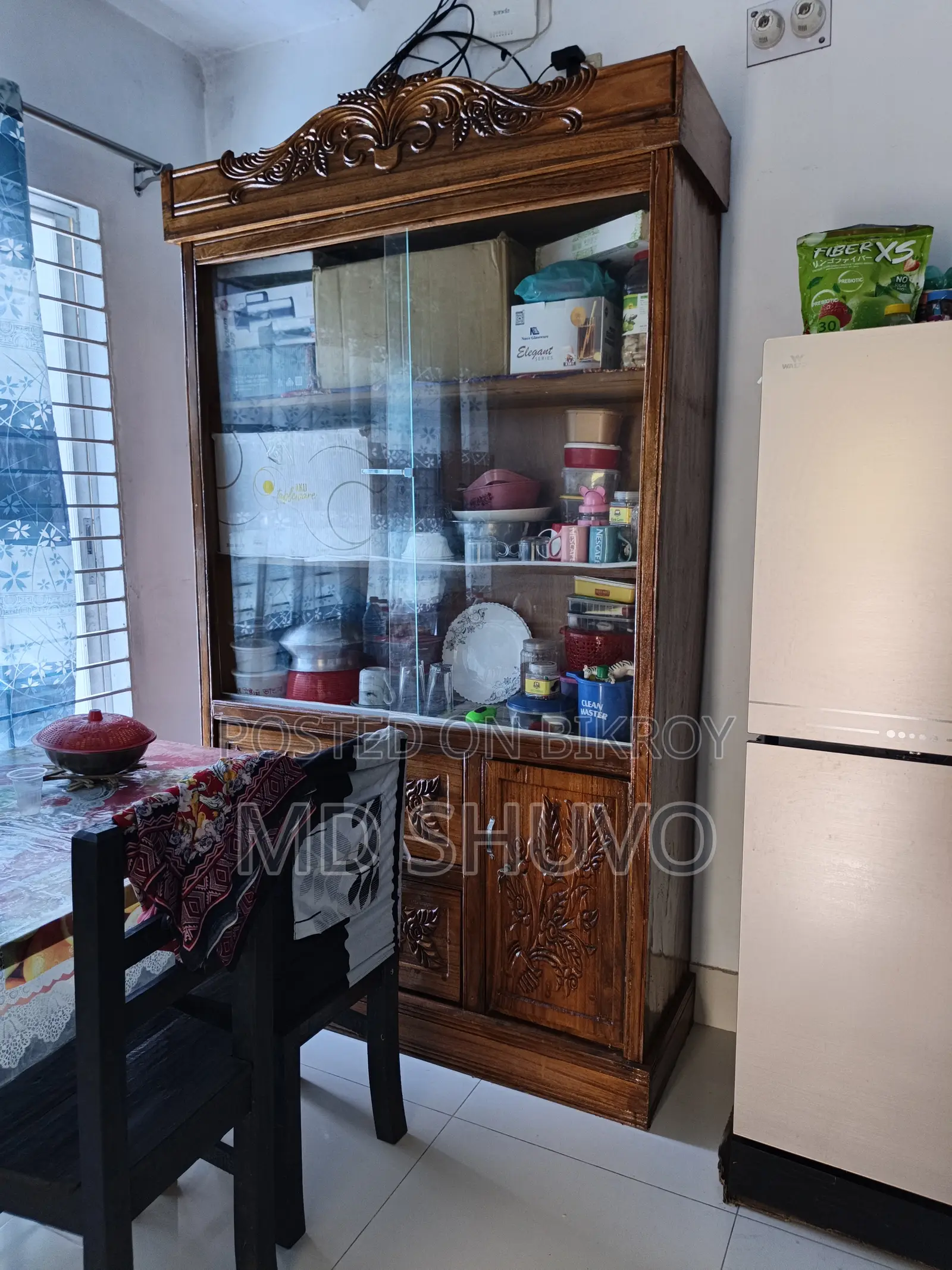 Wooden Wall Showcase and Wooden Wardrobe for Sarees