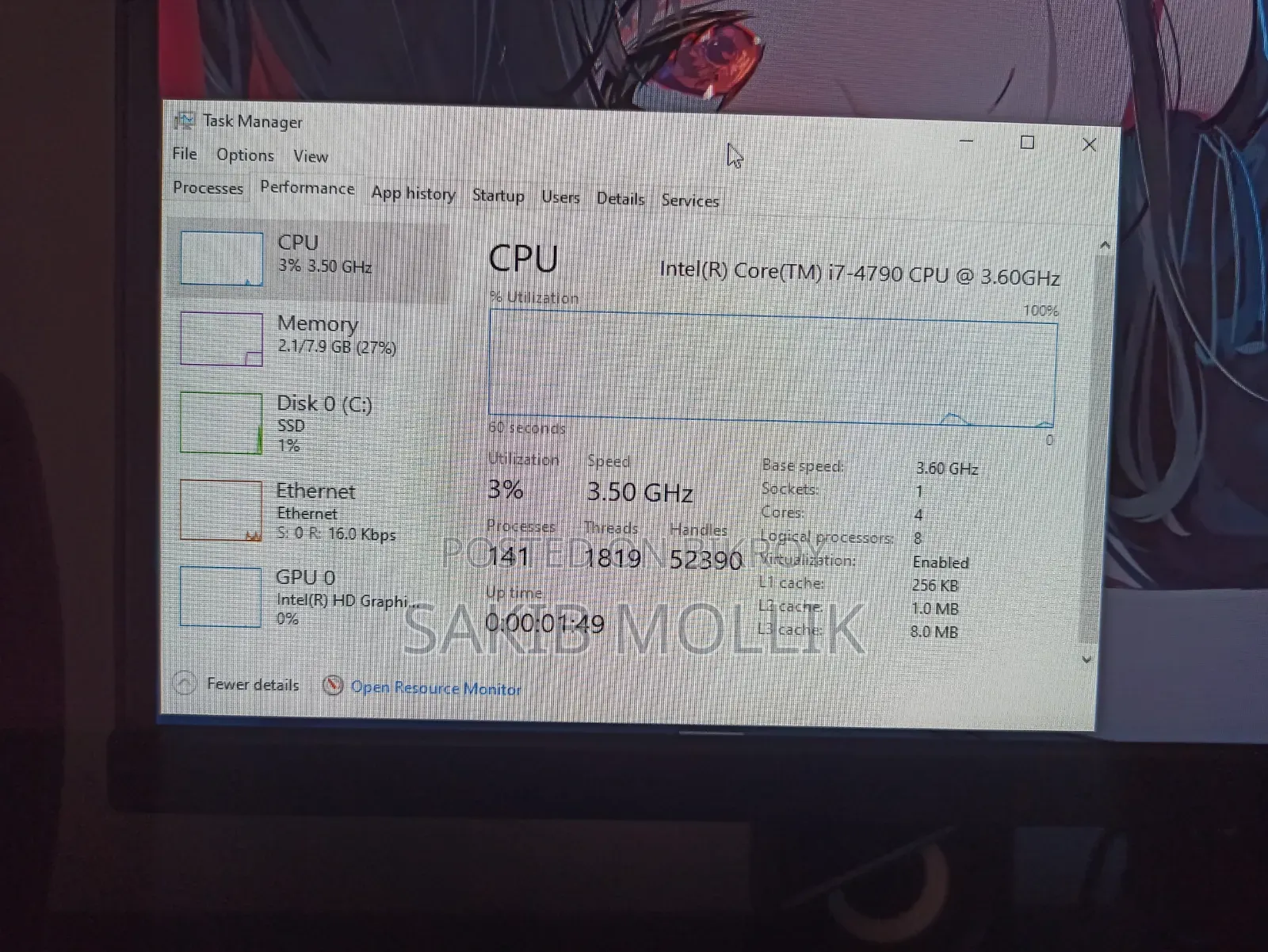 Desktop Computer 8GB Intel Core I7 SSD 128GB