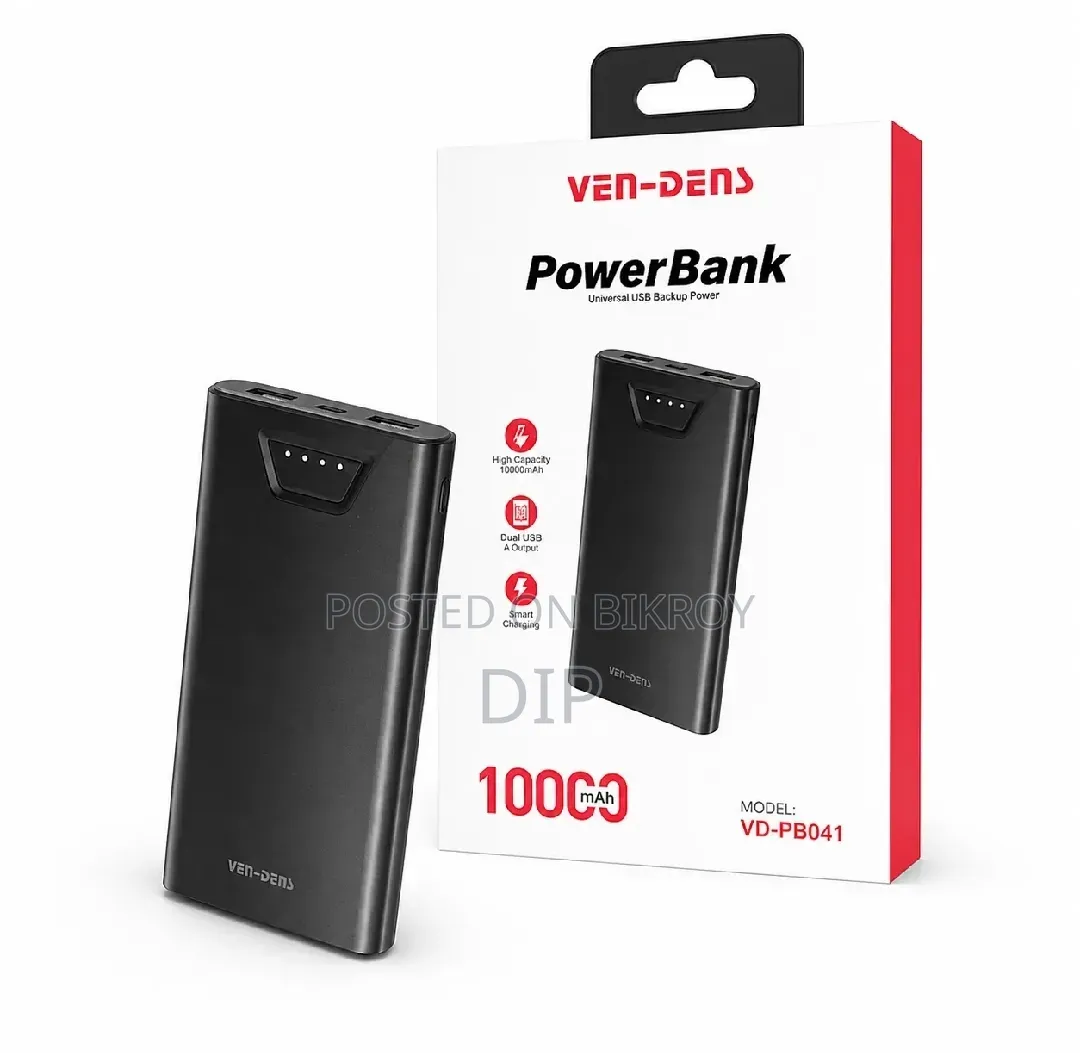 Ven-Dens Powerbank 10000mah – Dual Usb Fast Charging Portable Charger
