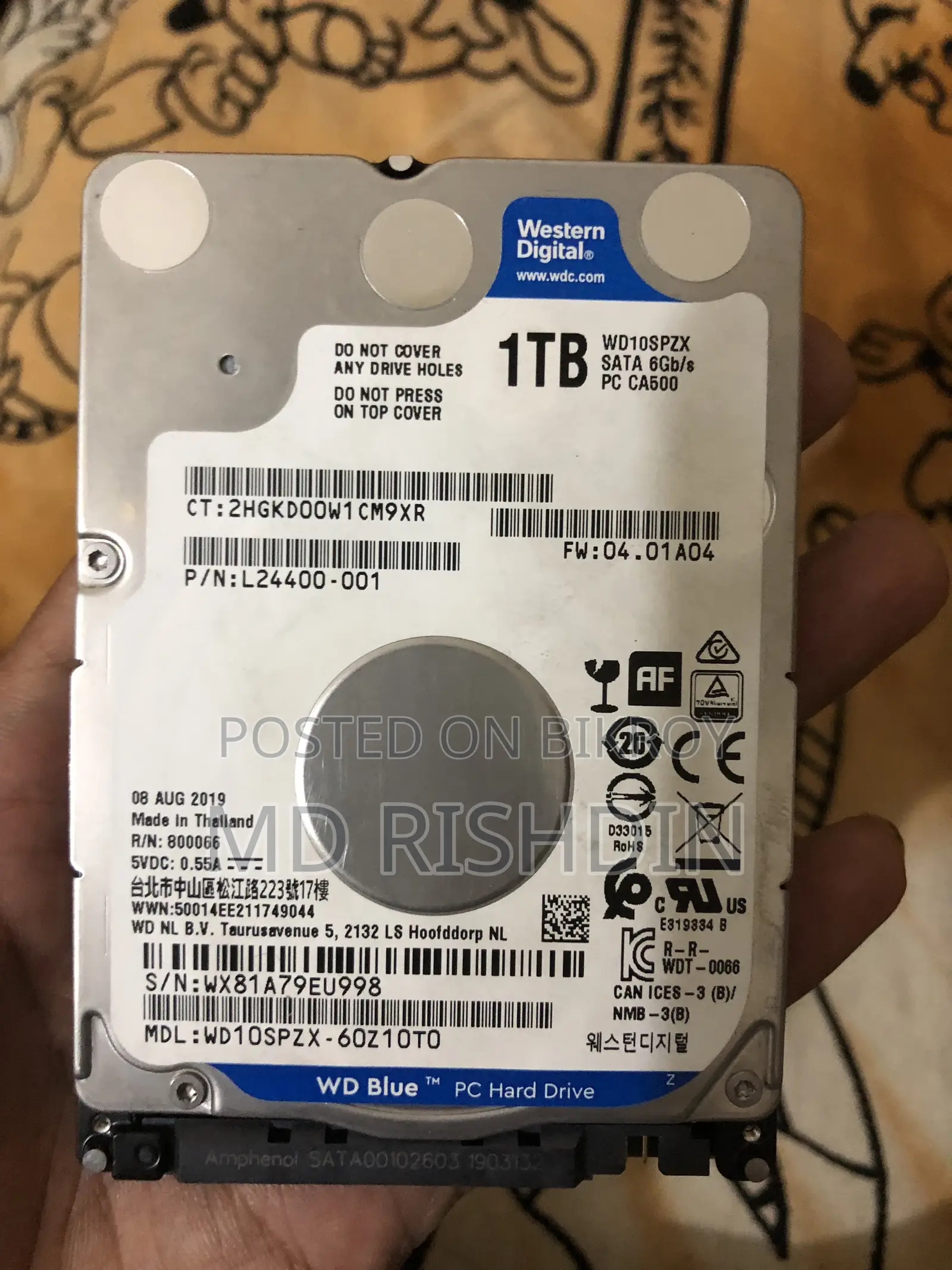 Western Digital 1tb Harddisk 2.5inch