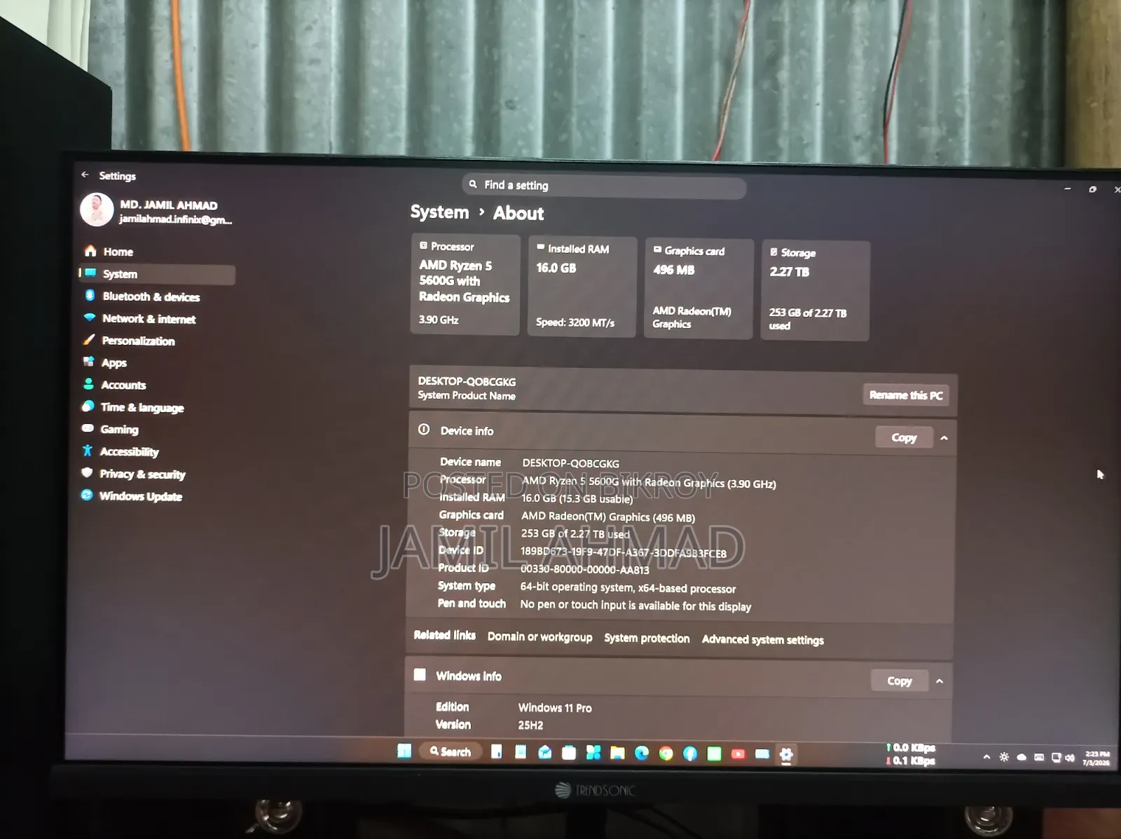 Desktop Computer Asus 16GB AMD Ryzen 5 HDD+SSD 2T