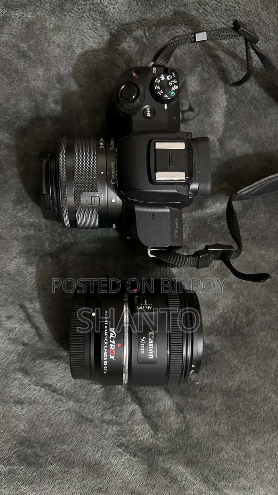 Canon M50 With Adapter And Prime Lens.