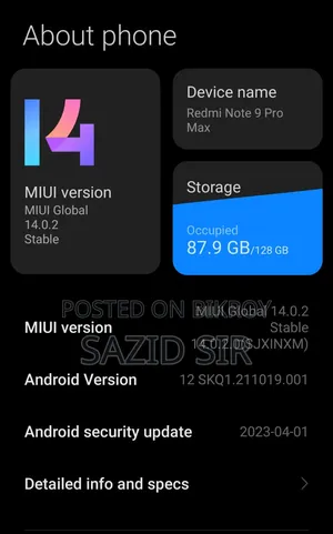 Xiaomi Redmi Note 9 Pro Max 128 GB Blue