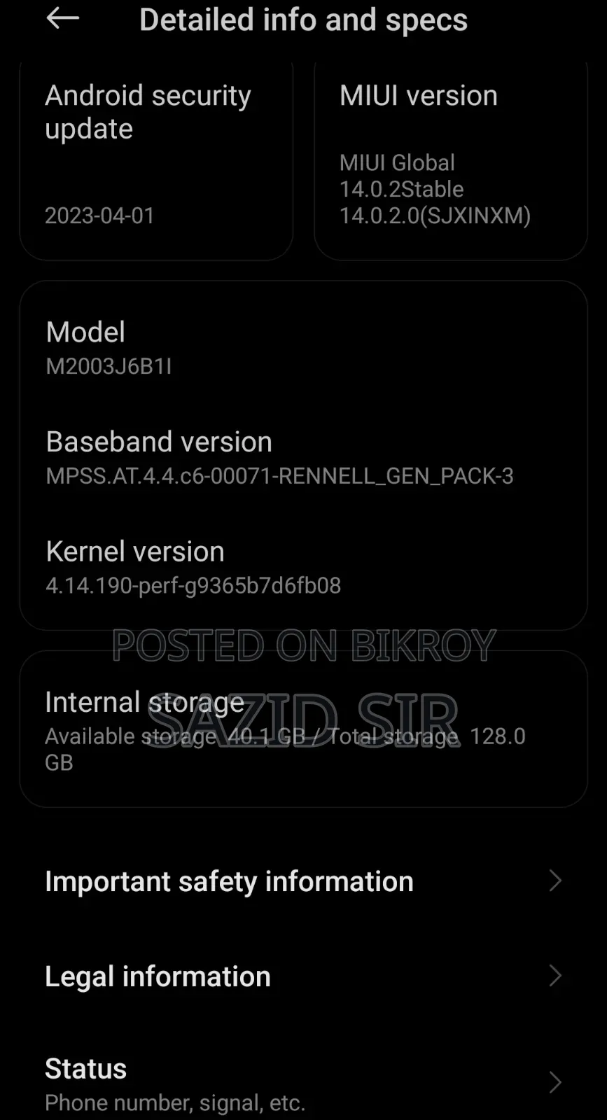 Xiaomi Redmi Note 9 Pro Max 128 GB Blue