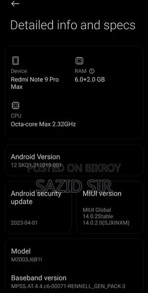 Xiaomi Redmi Note 9 Pro Max 128 GB Blue