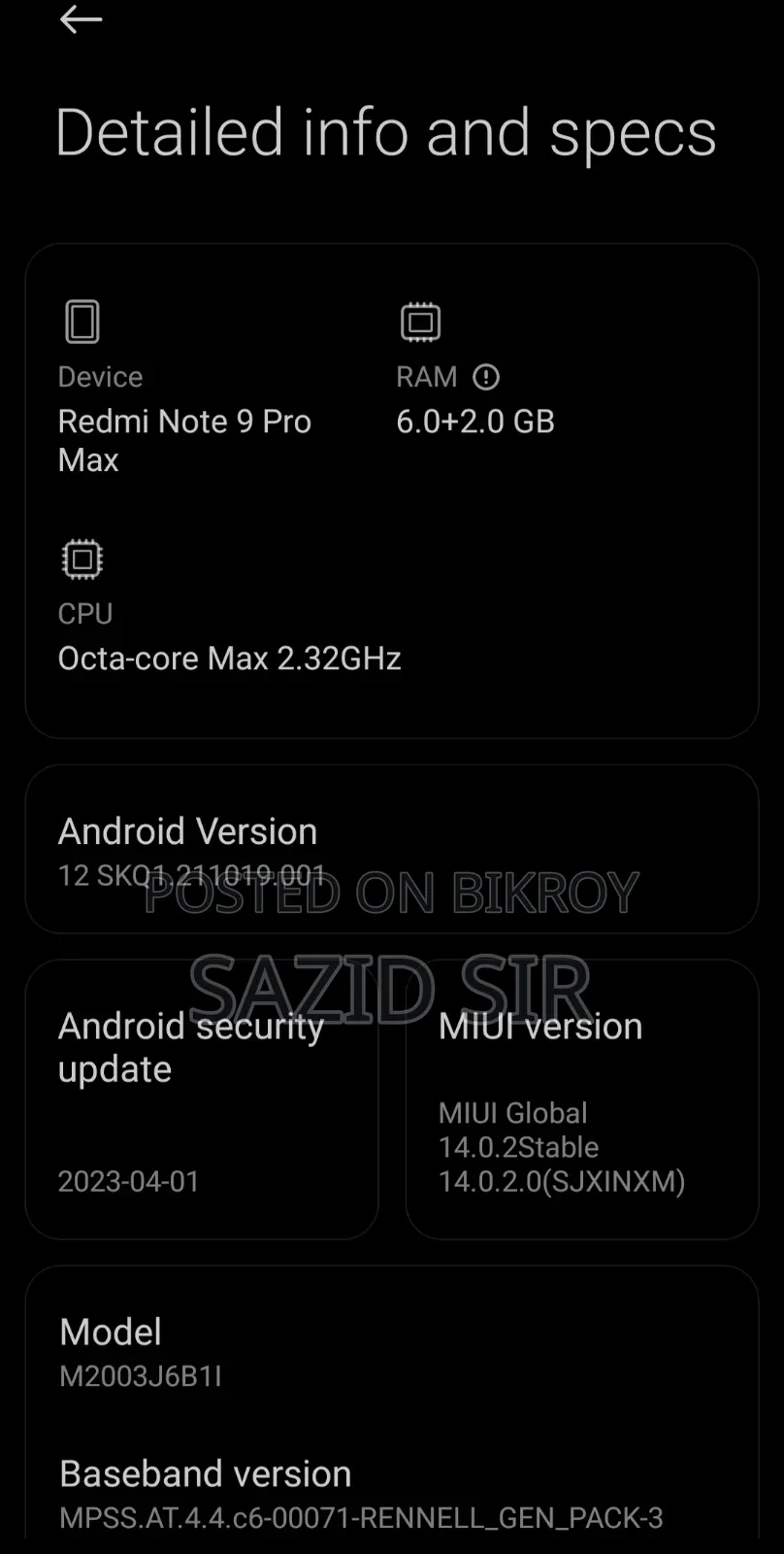 Xiaomi Redmi Note 9 Pro Max 128 GB Blue