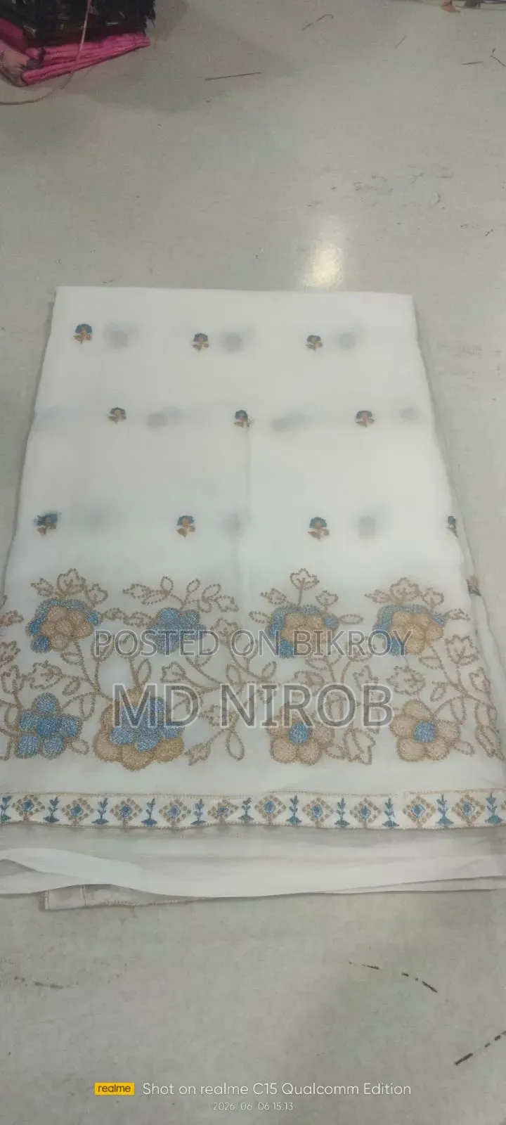 Saree worked with Bangladesh's famous computerized embroidery machine