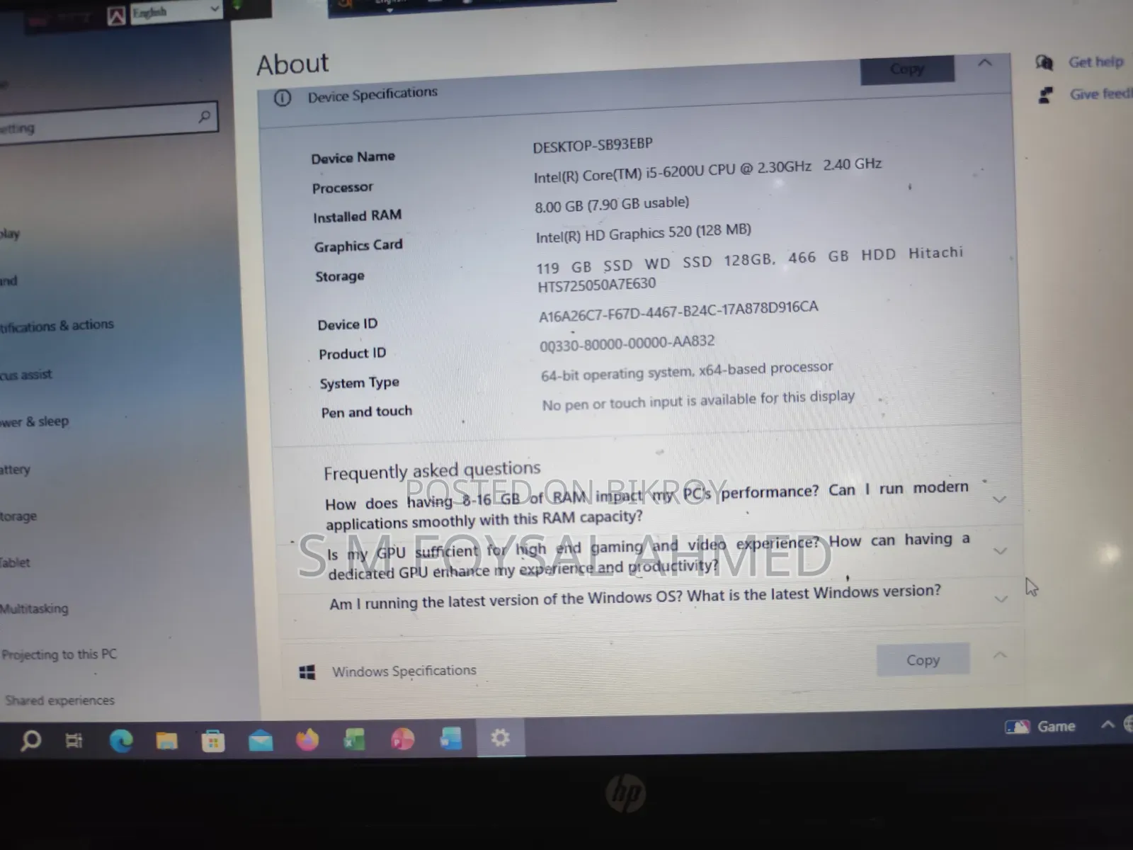 Laptop HP ProBook 450 G3 8GB Intel Core I5 HDD 512GB