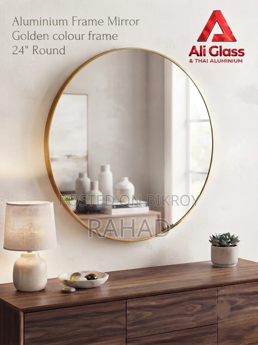 Premium Aluminium Frame Mirror, 24"+24" Golden Frame