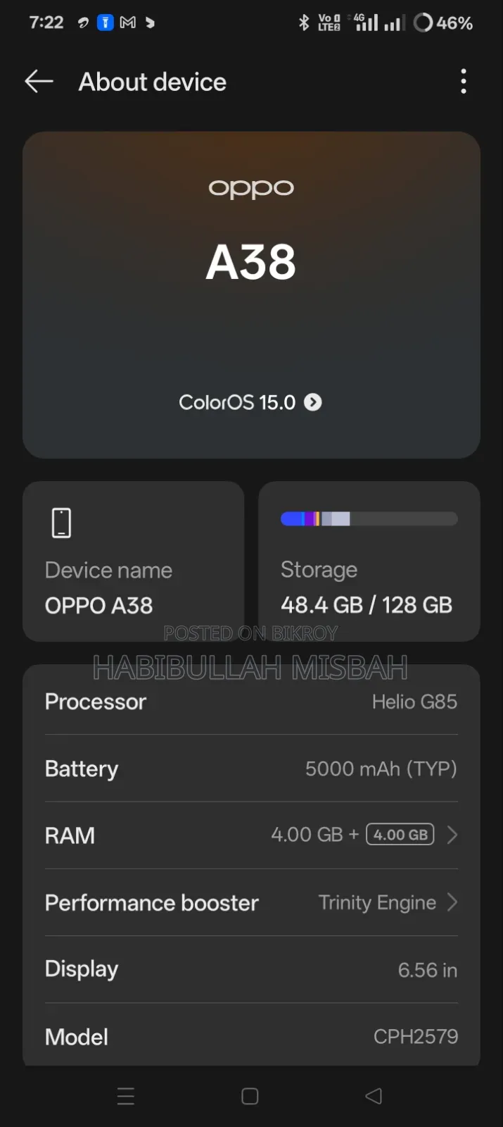 Oppo A38 128 GB White