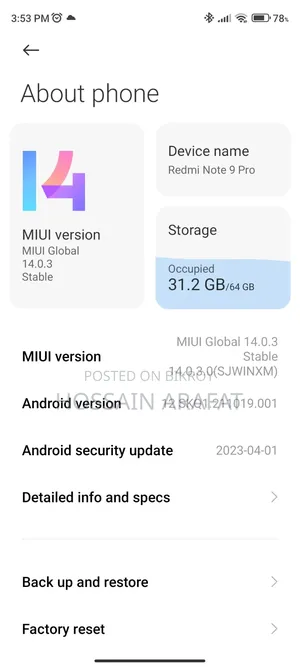 Xiaomi Redmi Note 9 Pro 64 GB Blue