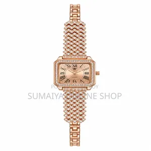 Luxury Rose Gold Women’s Quartz Watch With Crystal Bracelet