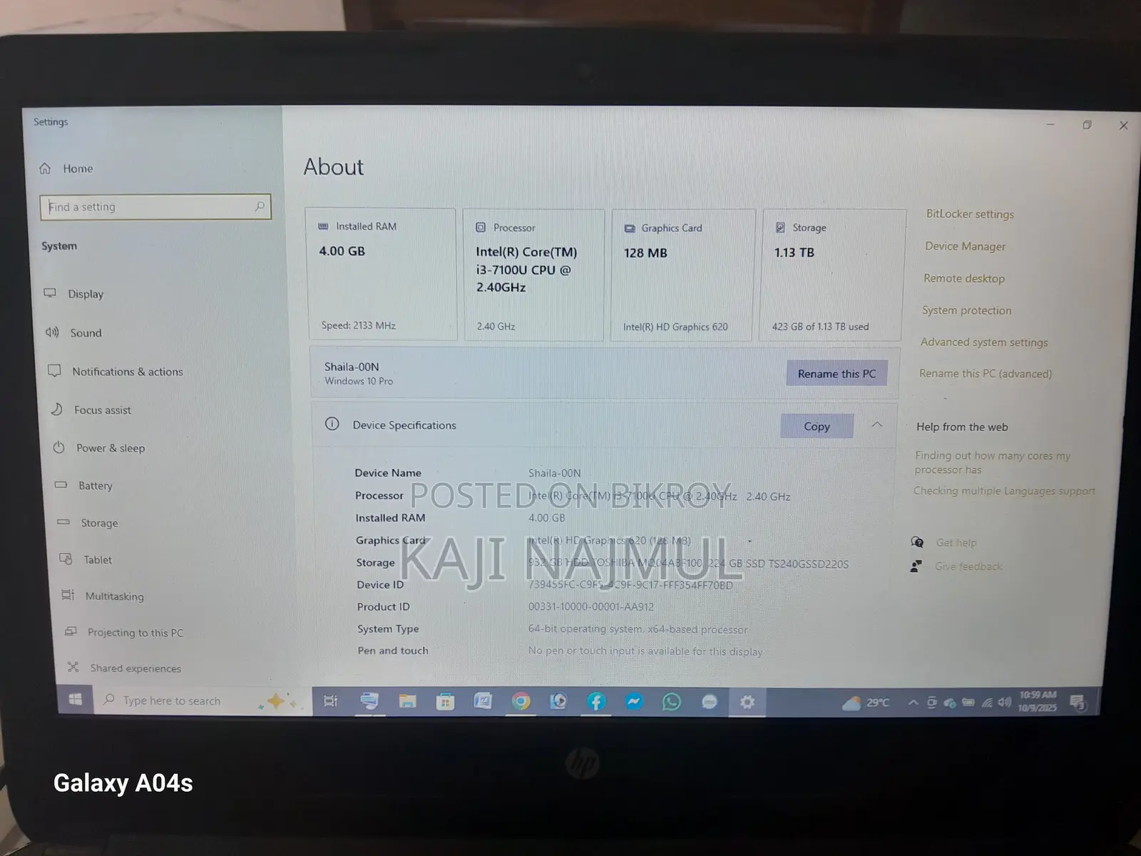 Laptop HP 15 4GB Intel Core I3 SSD 256GB