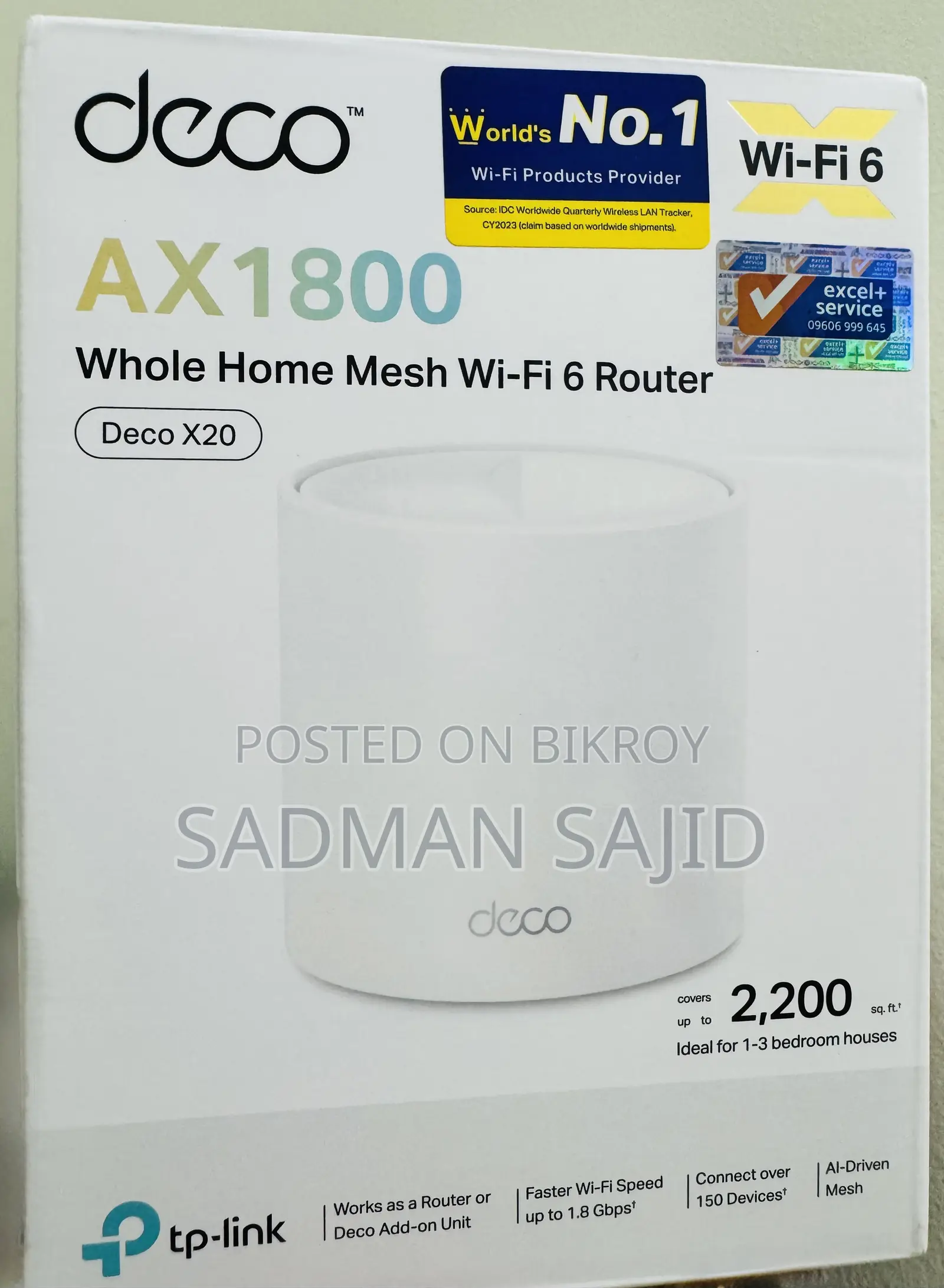 Tp-Link Deco X20 Ax1800 Wifi-6 | ১ ইউনিট নতুন | Ryans ওয়ারেন্টি + রিসিট