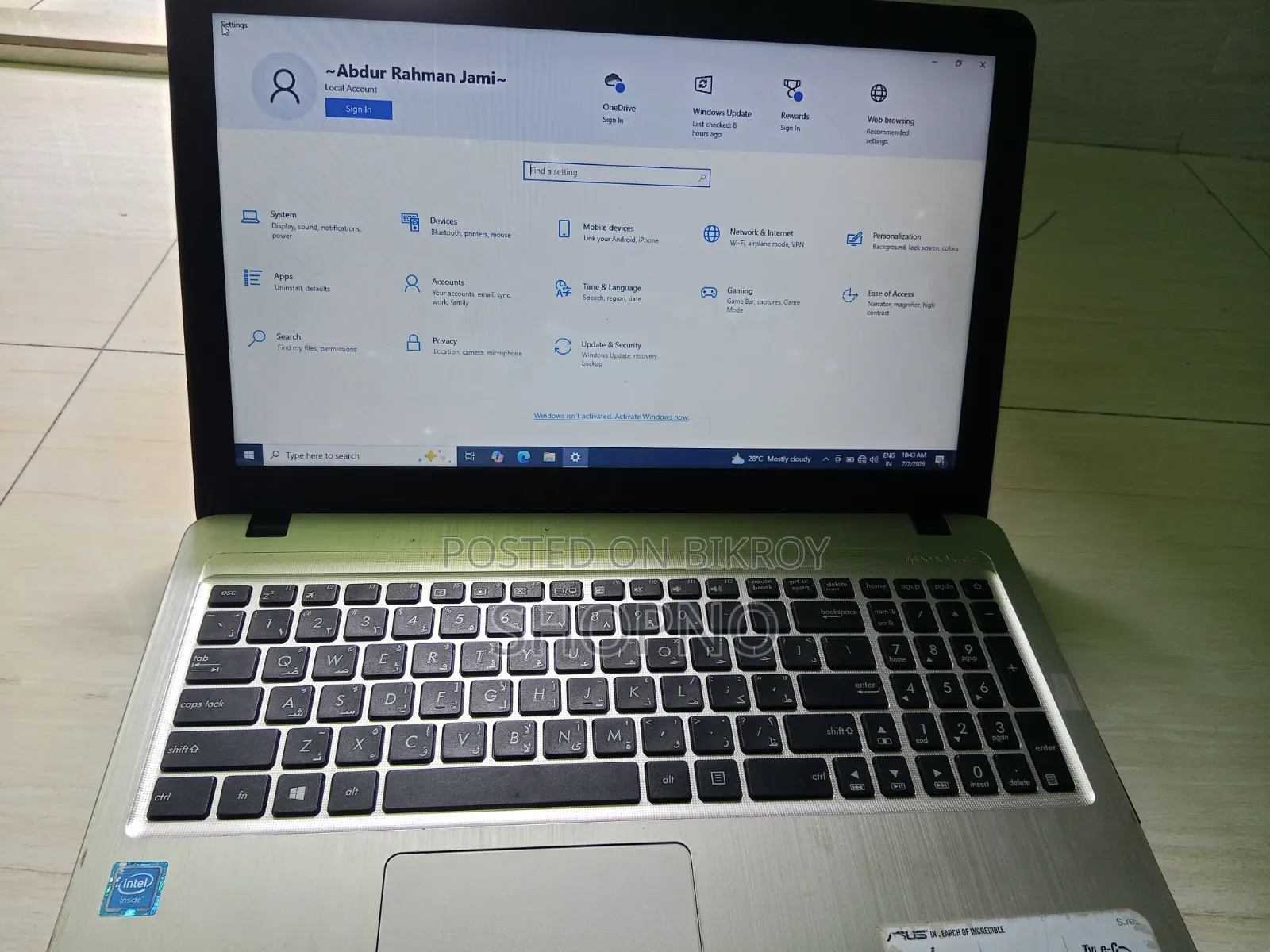 Laptop Asus 2GB Intel Core I5 HDD 128GB