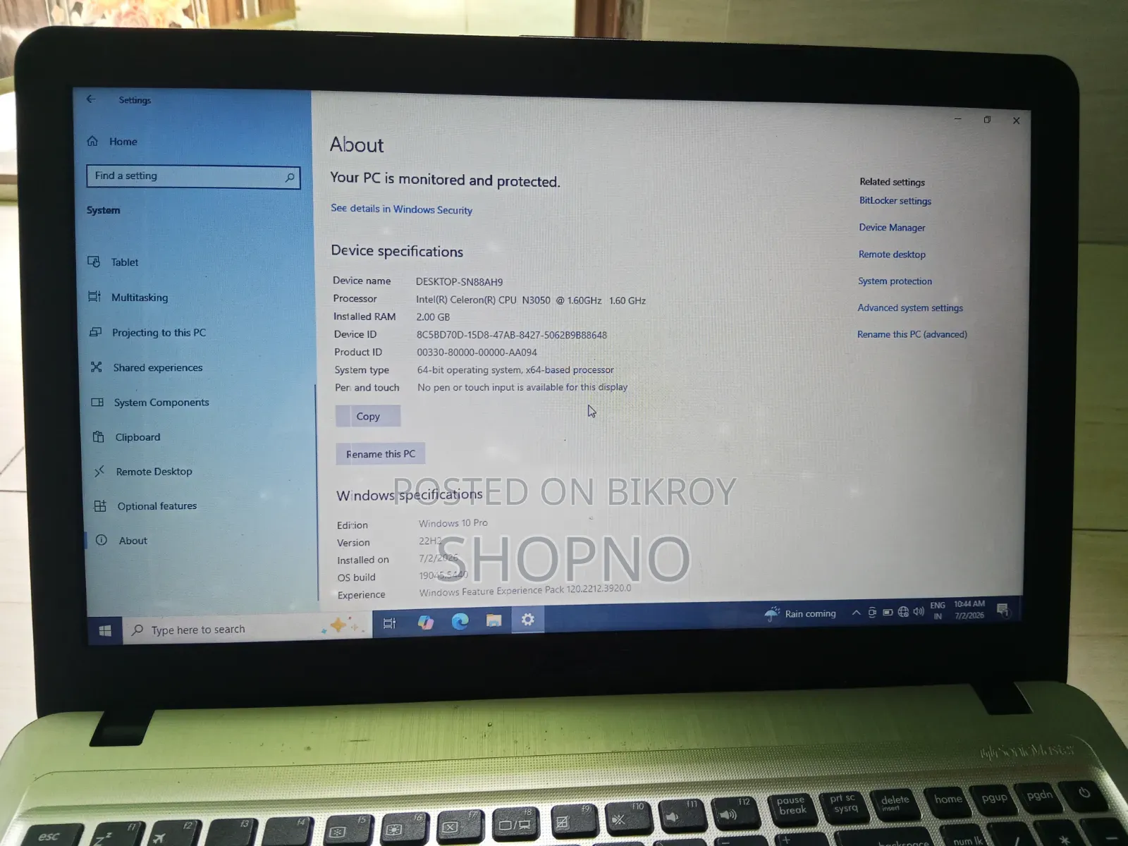 Laptop Asus 2GB Intel Core I5 HDD 128GB