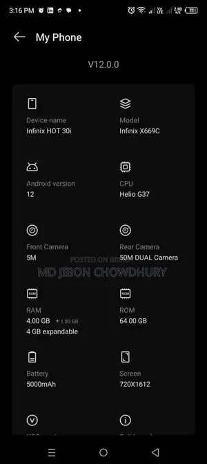 Infinix Hot 30i 128 GB Black