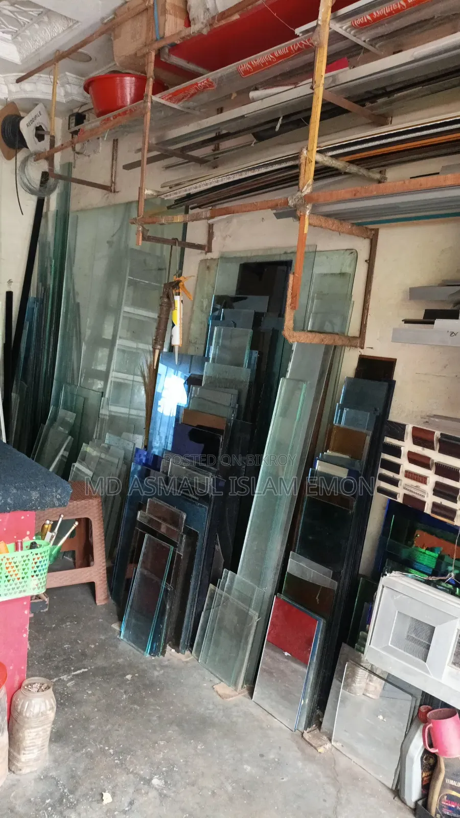 Thai glass window partition showcase casing cabinet and false ceiling work done