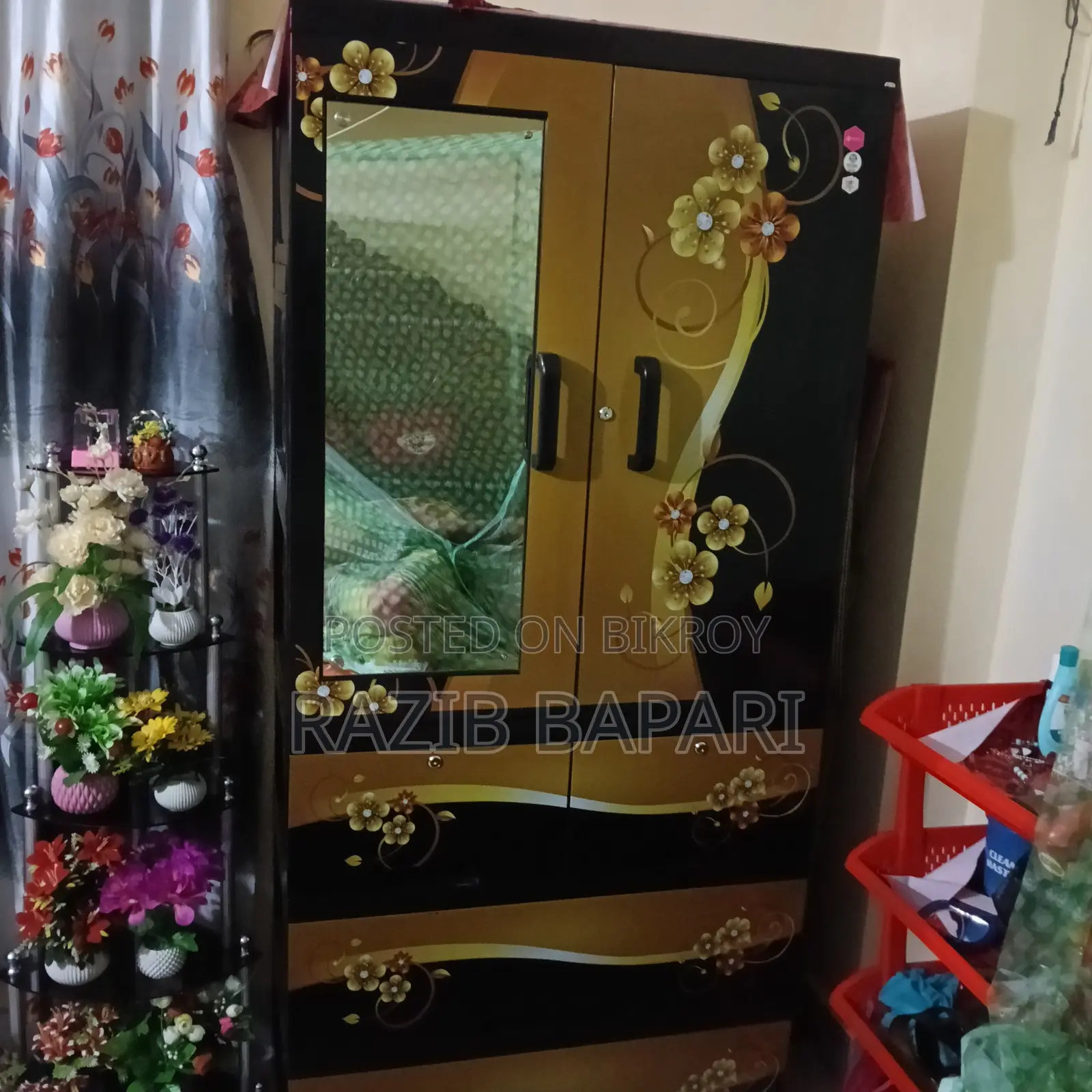 Plastic Wardrobe 4 Drawer 2 Glass Doors