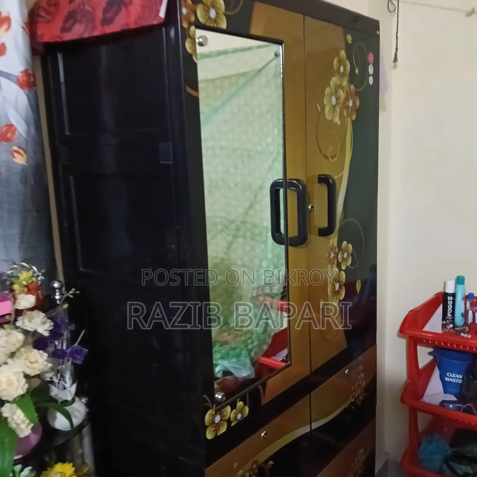 Plastic Wardrobe 4 Drawer 2 Glass Doors