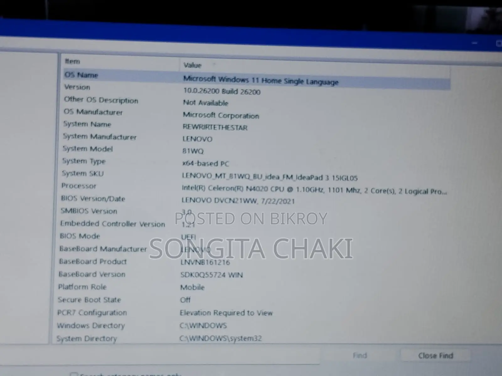 Laptop Lenovo Ideapad 3 4GB Intel Celeron HDD+SSD 1TB
