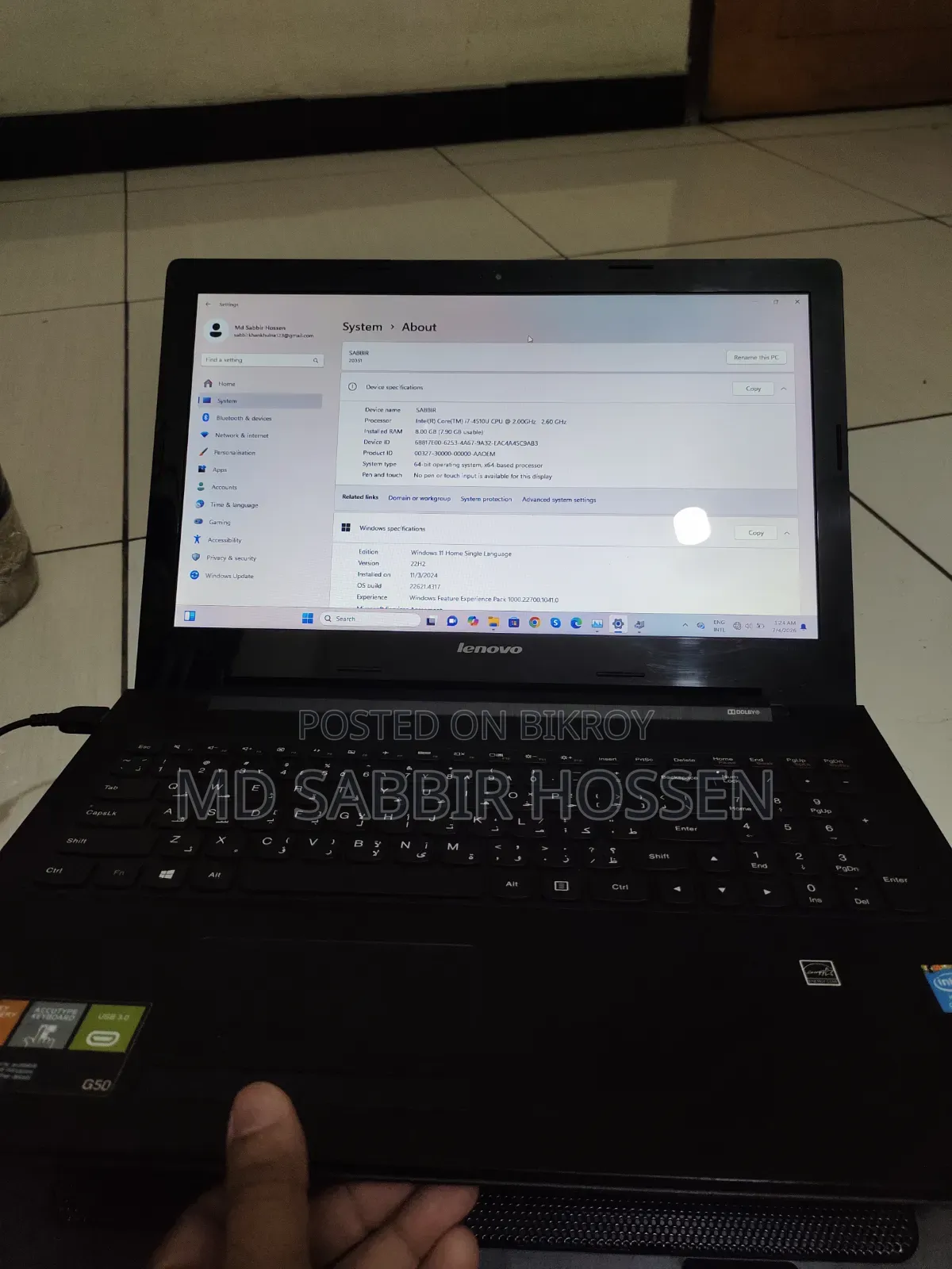 Laptop Lenovo G50-70 8GB Intel Core i7 HDD+SSD 500GB