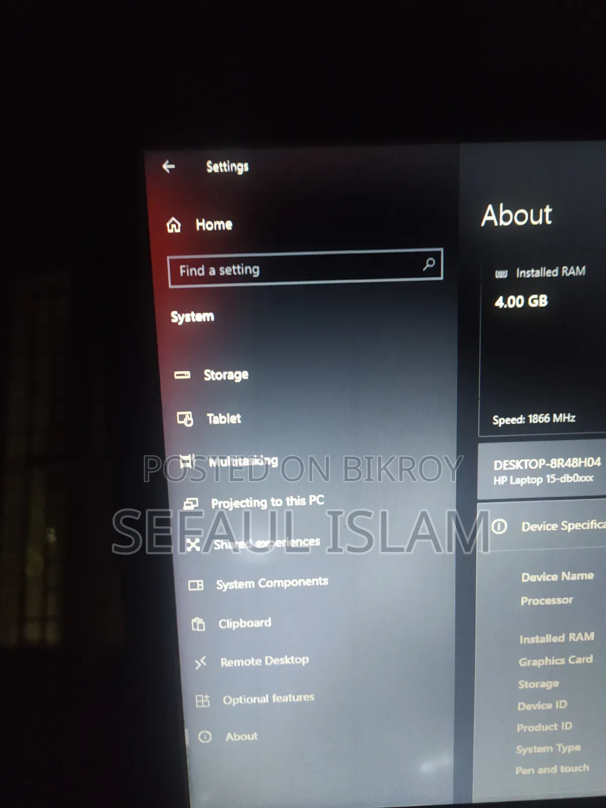 Laptop HP 4GB AMD A4 SSD 128GB