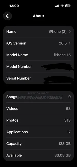 Apple iPhone 15 128 GB Black