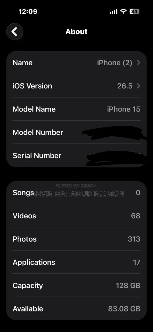 Apple iPhone 15 128 GB Black