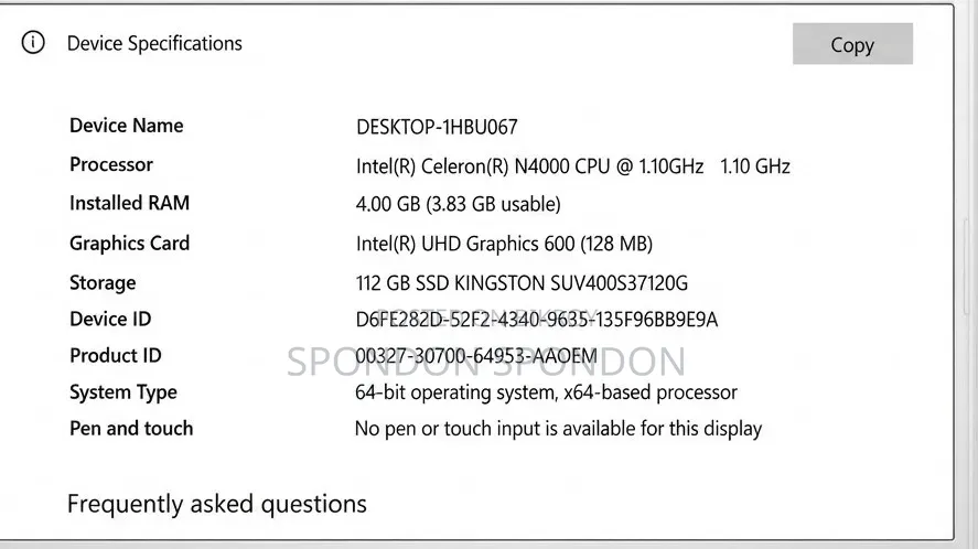 ল্যাপটপ আসুস ভিভোবুক X540SA 4GB ইন্টেল সেলেরন SSD 128GB